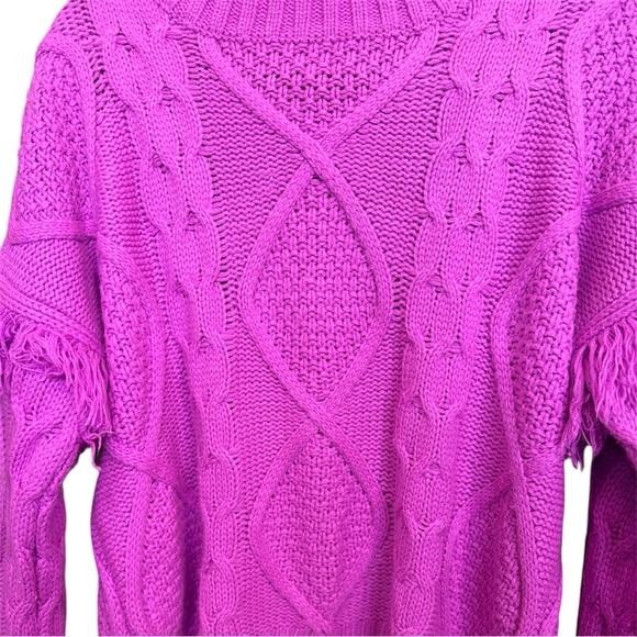 Merci Sweater Hot Pink Cable Knit Fringe Sweater – Size Small - Picture 4 of 6